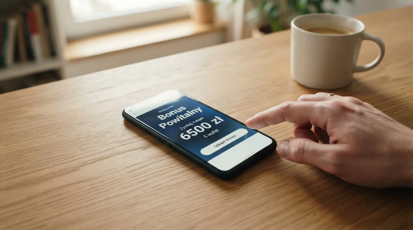 Ekran z warunkami bonusu powitalnego podczas rejestracji w kasynie online