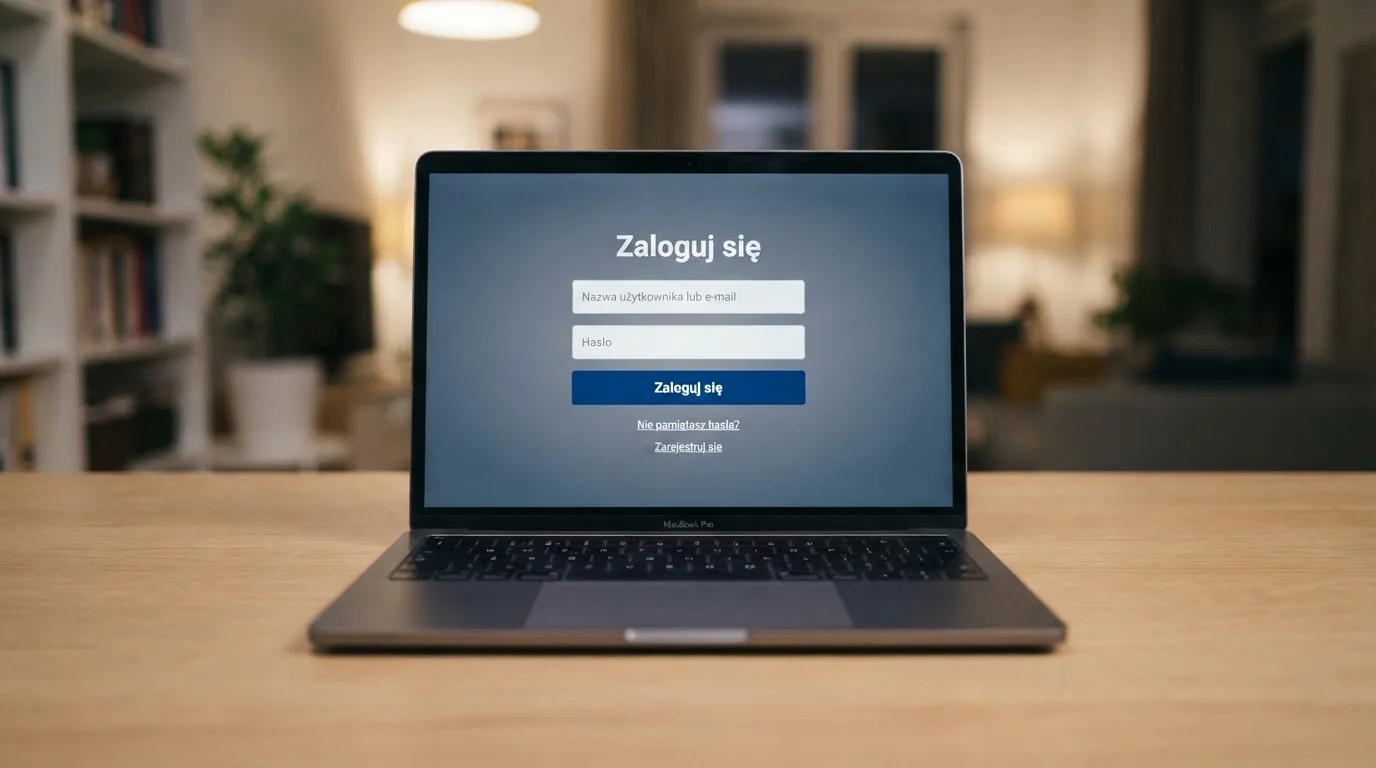 Strona logowania oficjalnej platformy Total Casino na ekranie laptopa, jedynego legalnego kasyna online w Polsce